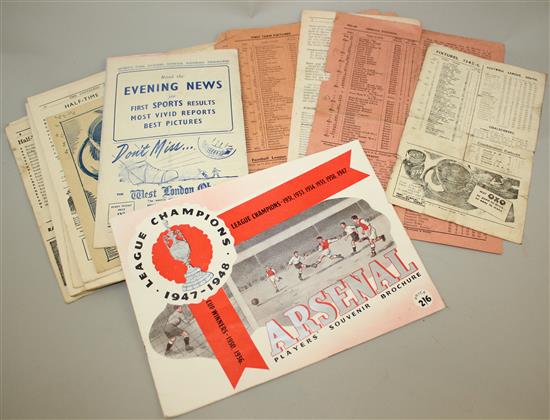 Twenty 1946-53 London Football club programmes,